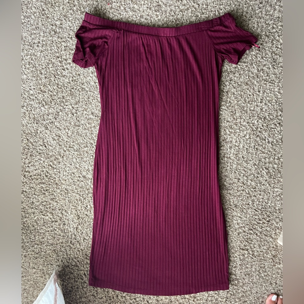 Burgundy off the shoulder dress